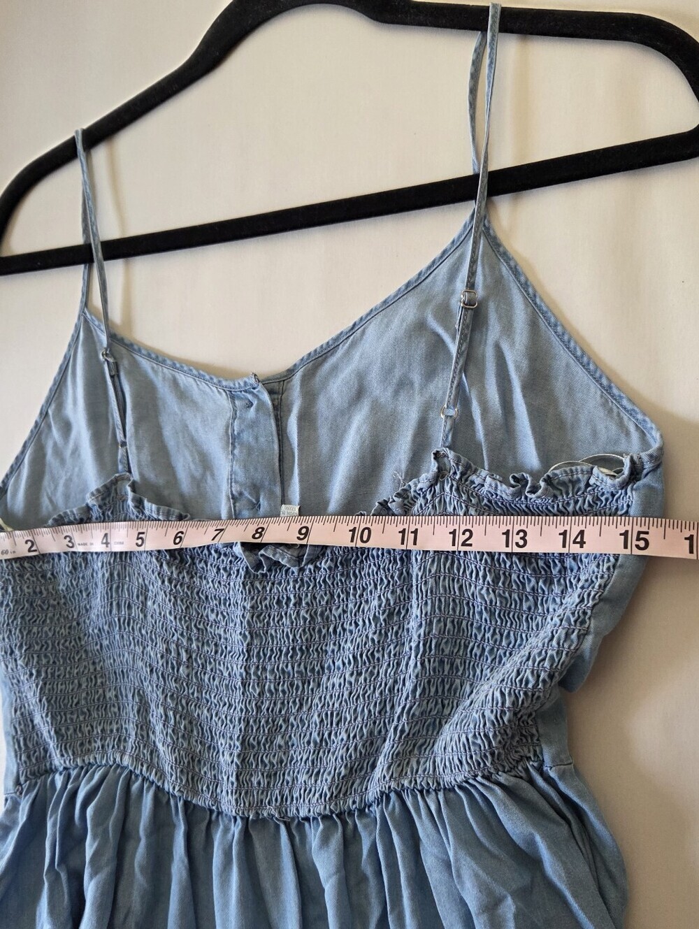 Love Tree Sundress Medium Chambray Button Front Smocked Dress - Picture 4 of 5